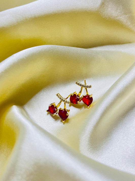 Ruby Cherry Heart Earing